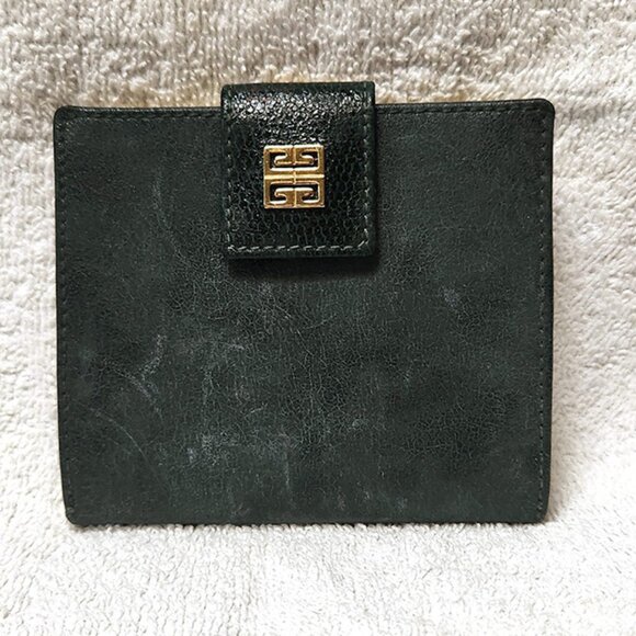 Givenchy Handbags - Givenchy Bifold Wallet with Kisslock Dark Green Leather